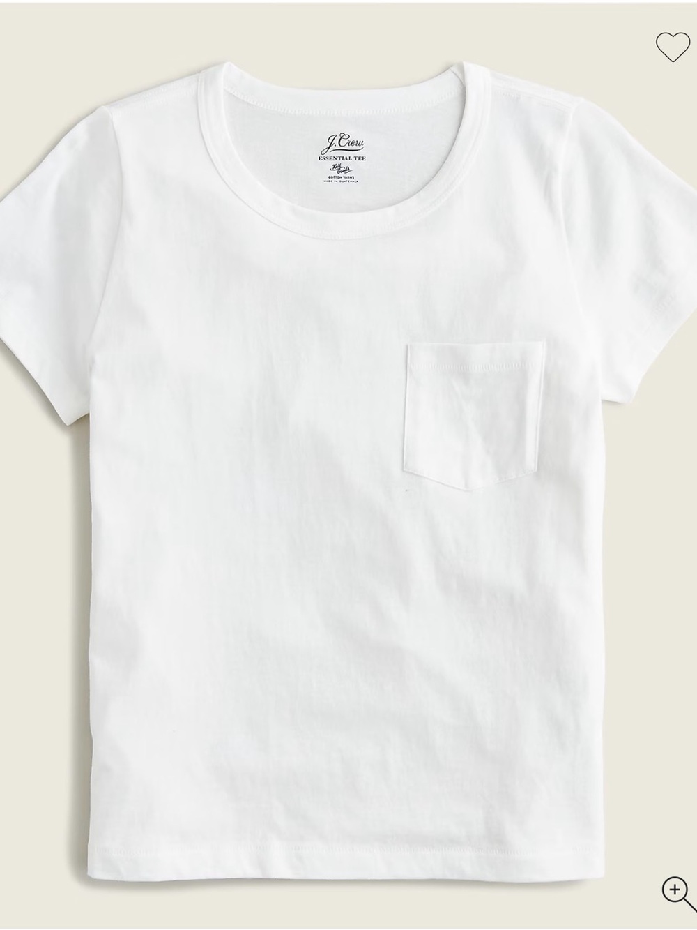 J. Crew White Updated Essential Short Sleeve Pocket Tee L